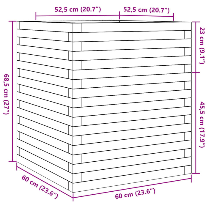 Plantekasse 60x60x68,5 cm heltre furu