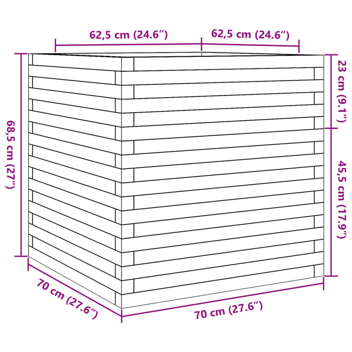 Plantekasse 70x70x68,5 cm heltre furu