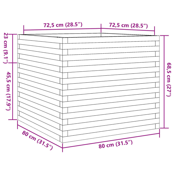 Plantekasse hvit 80x80x68,5 cm heltre furu