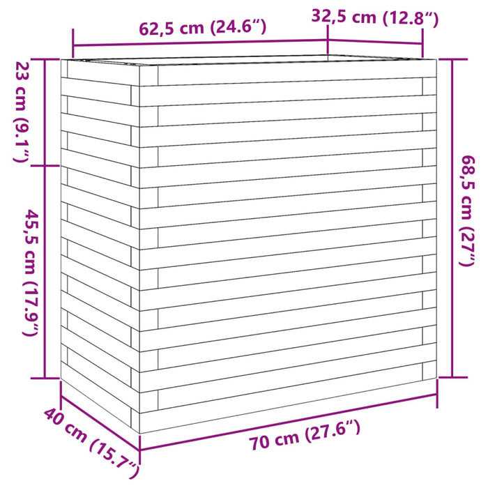 Plantekasse 70x40x68,5 cm heltre furu