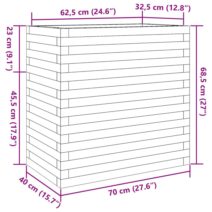 Plantekasse hvit 70x40x68,5 cm heltre furu