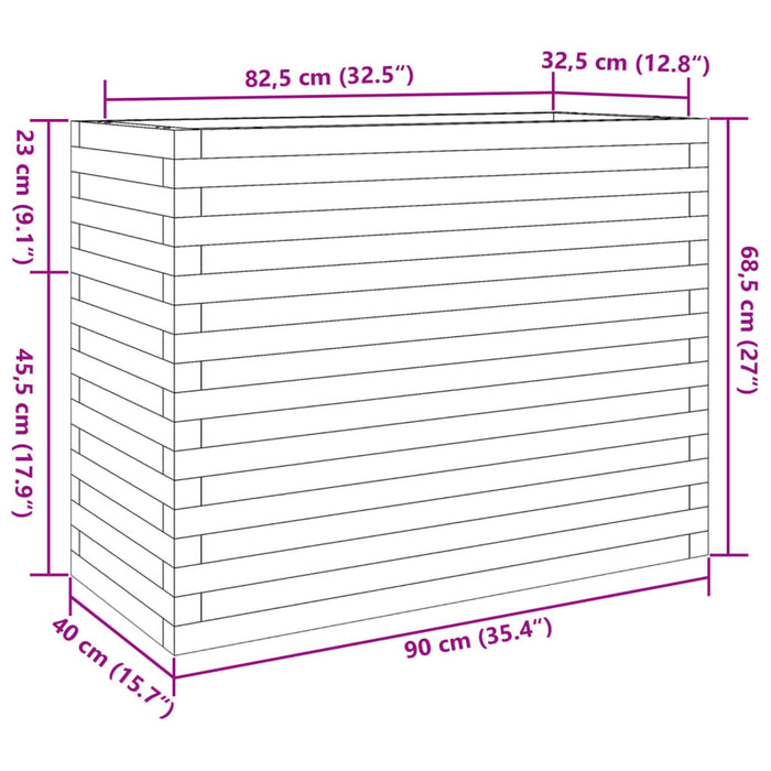 Plantekasse 90x40x68,5 cm heltre furu