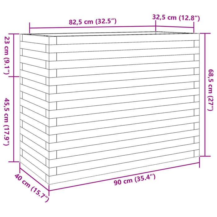 Plantekasse hvit 90x40x68,5 cm heltre furu