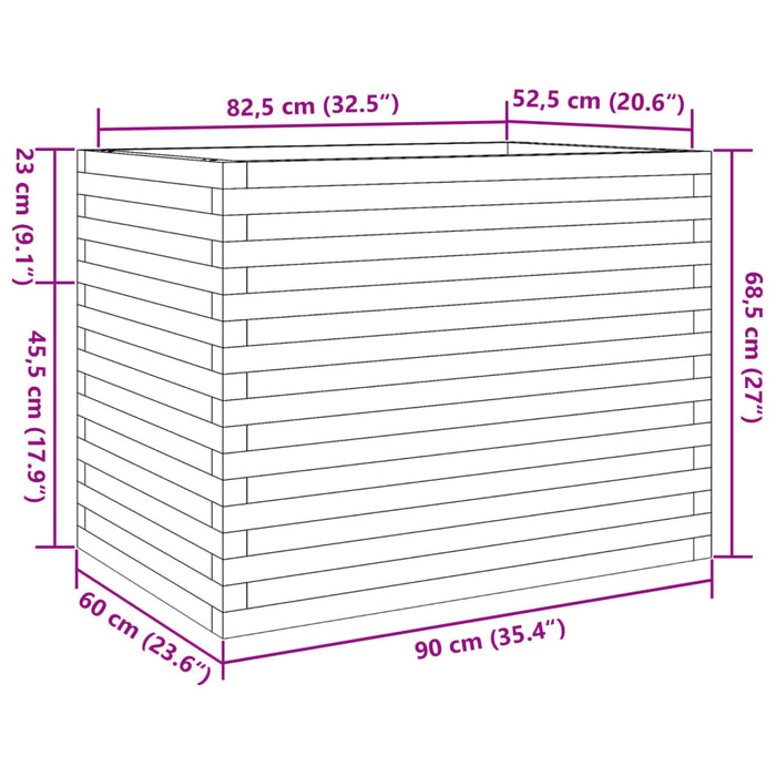 Plantekasse hvit 90x60x68,5 cm heltre furu