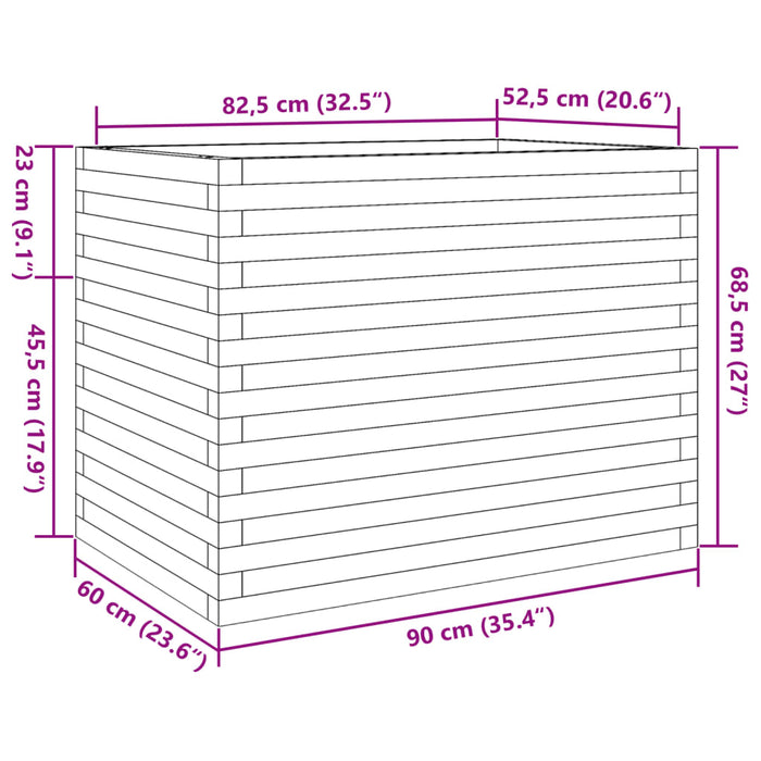 Plantekasse voksbrun 90x60x68,5 cm heltre furu