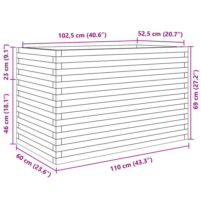 Plantekasser 110x60x68,5 cm impregnert furu