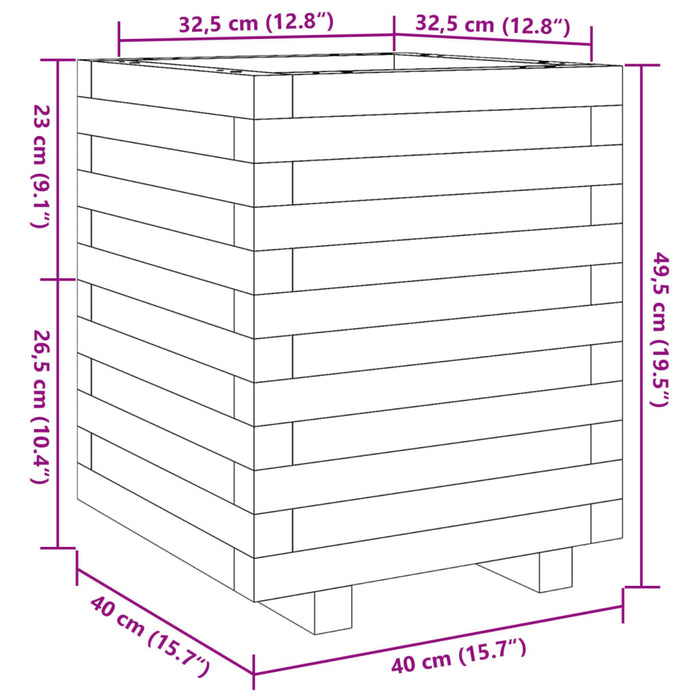 Plantekasse 40x40x49,5 cm heltre furu