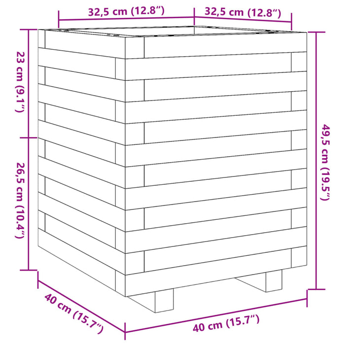 Plantekasse hvit 40x40x49,5 cm heltre furu