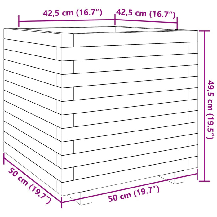 Plantekasse hvit 50x50x49,5 cm heltre furu