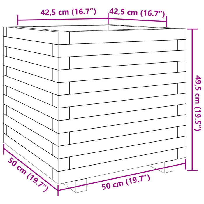 Plantekasse voksbrun 50x50x49,5 cm heltre furu