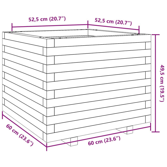 Plantekasse hvit 60x60x49,5 cm heltre furu