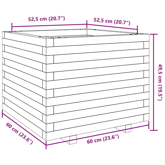 Plantekasse voksbrun 60x60x49,5 cm heltre furu