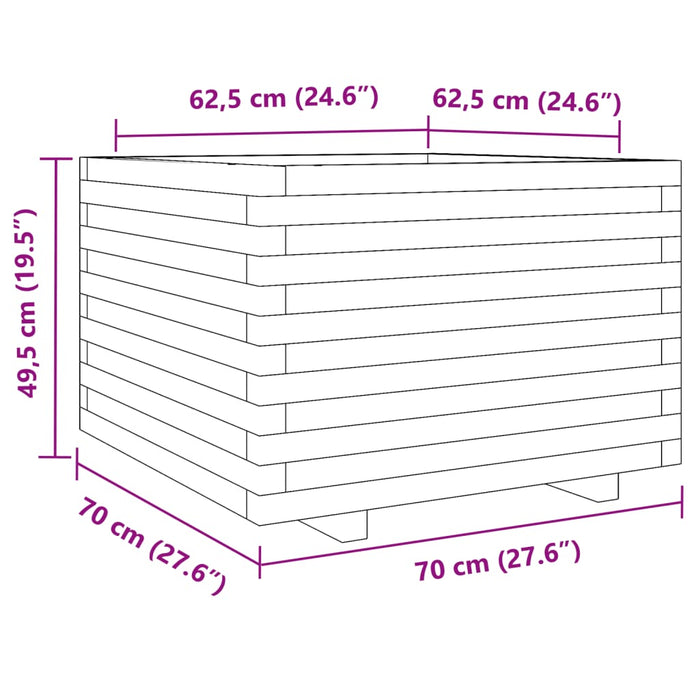 Plantekasse 70x70x49,5 cm heltre furu