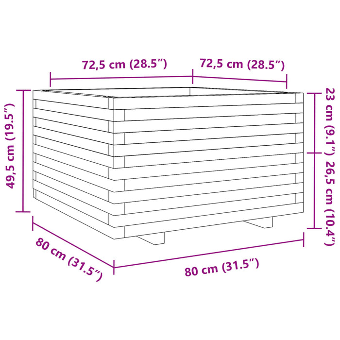 Plantekasse 80x80x49,5 cm impregnert furu