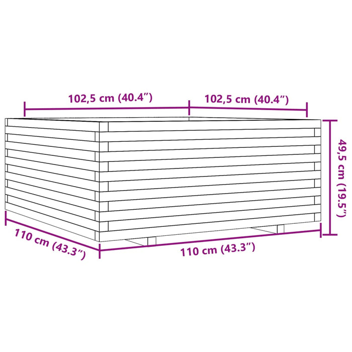 Plantekasse 110x110x49,5 cm heltre furu