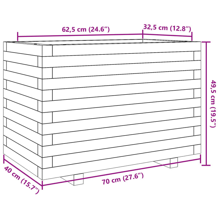 Plantekasse 70x40x49,5 cm heltre furu