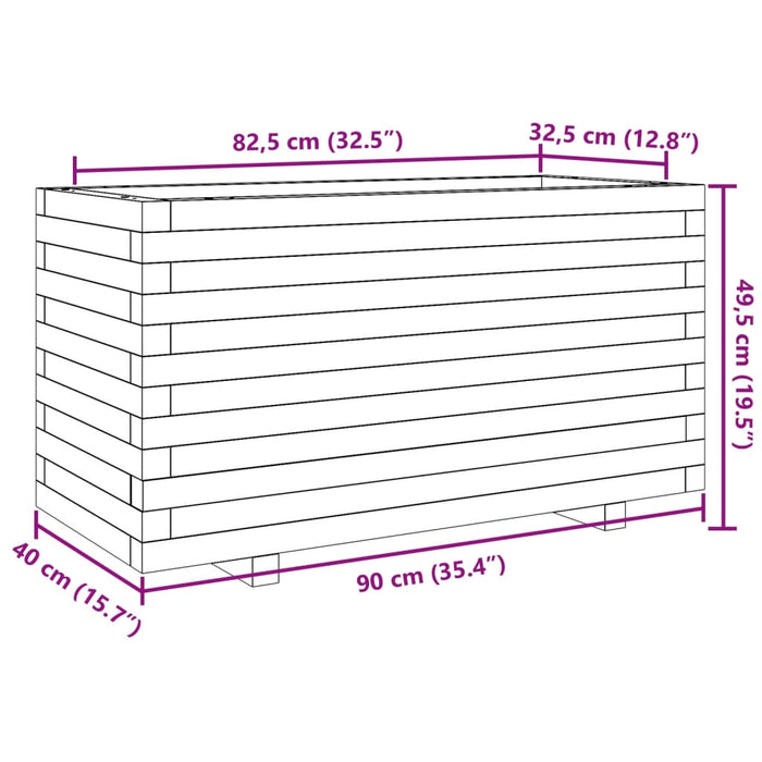 Plantekasse 90x40x49,5 cm heltre furu