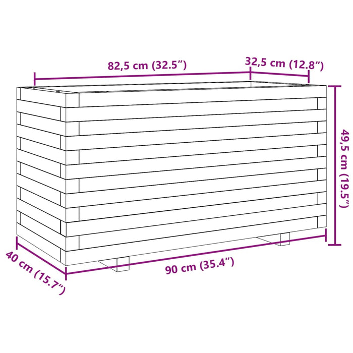 Plantekasse hvit 90x40x49,5 cm heltre furu