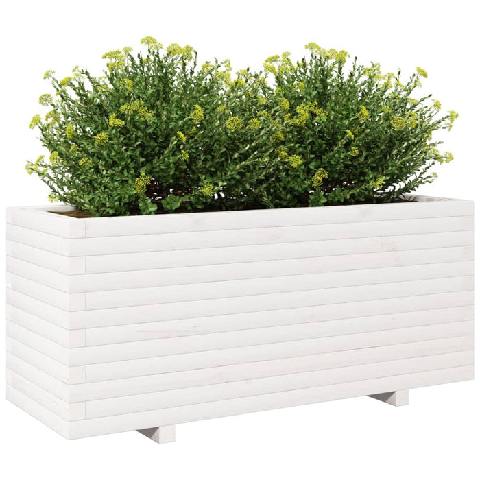 Plantekasse hvit 110x40x49,5 cm heltre furu