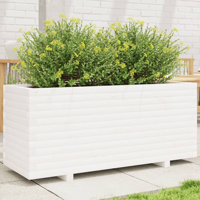 Plantekasse hvit 110x40x49,5 cm heltre furu