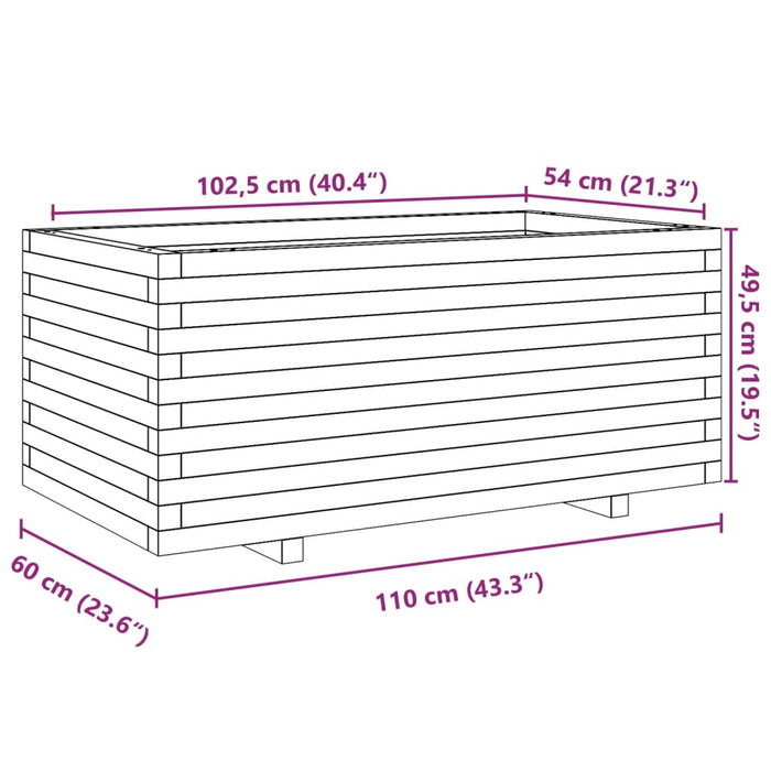 Plantekasse 110x60x49,5 cm heltre furu