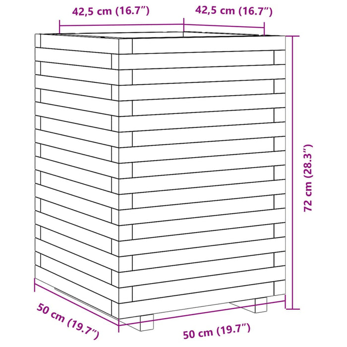 Plantekasse hvit 50x50x72 cm heltre furu