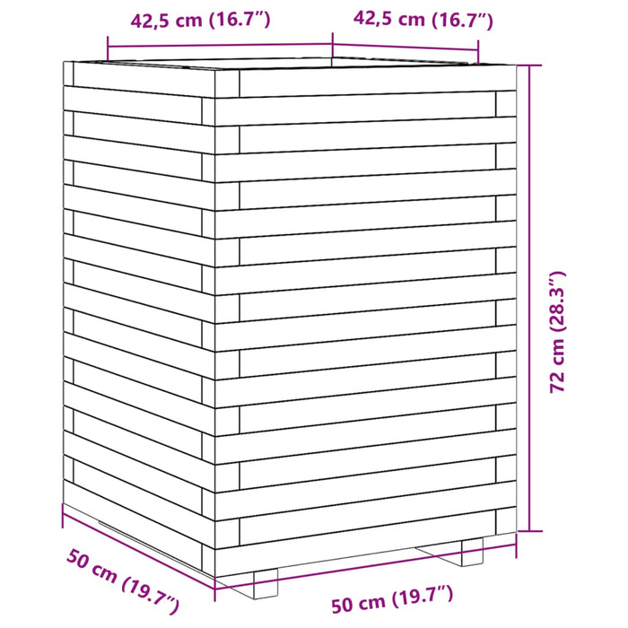 Plantekasse voksbrun 50x50x72 cm heltre furu