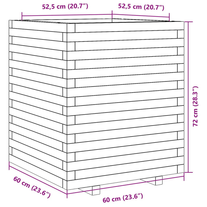 Plantekasse hvit 60x60x72 cm heltre furu