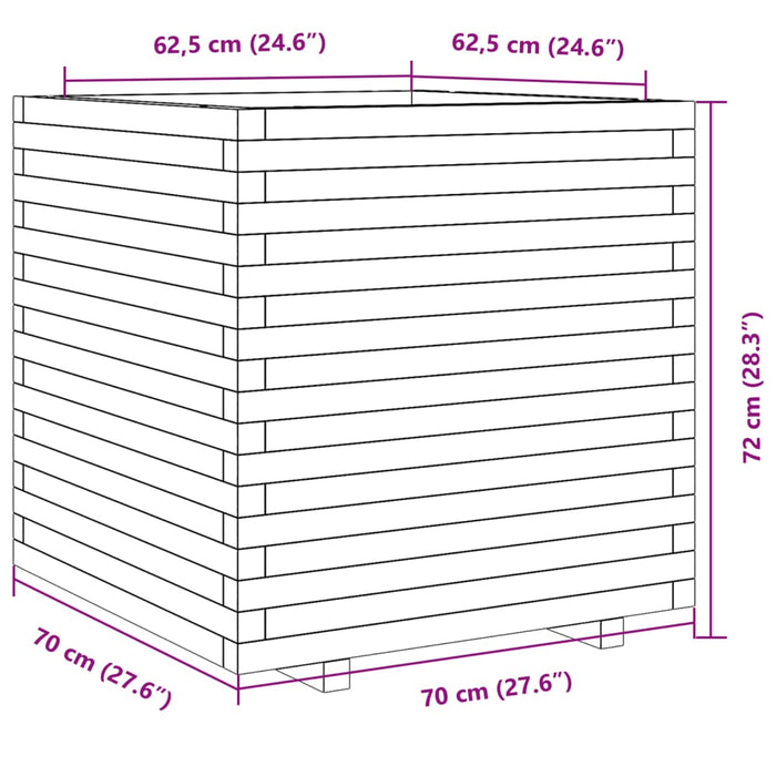 Plantekasse 70x70x72 cm heltre furu