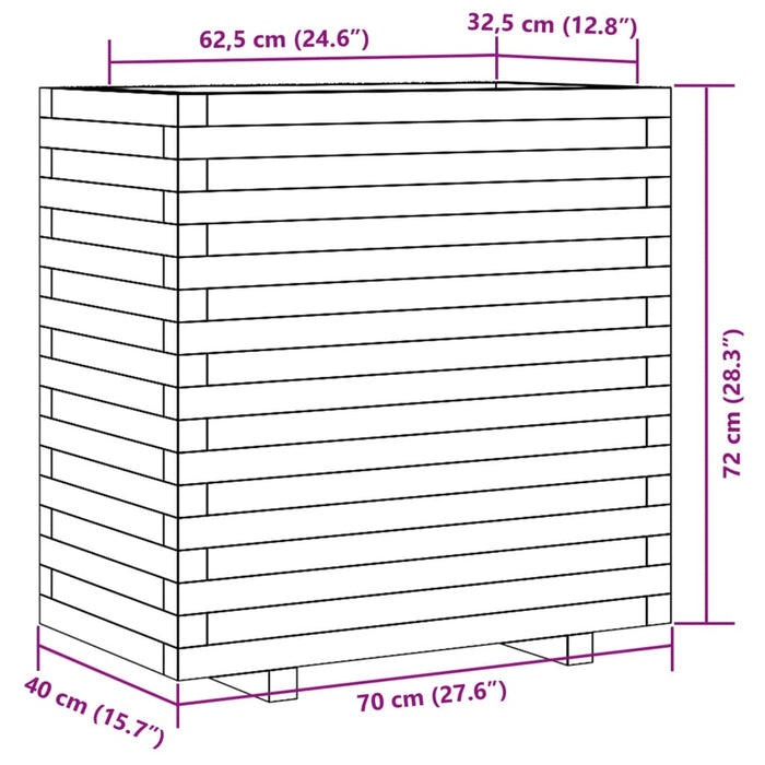 Plantekasse 70x40x72 cm heltre furu