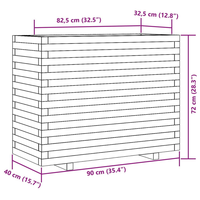 Plantekasse 90x40x72 cm heltre furu