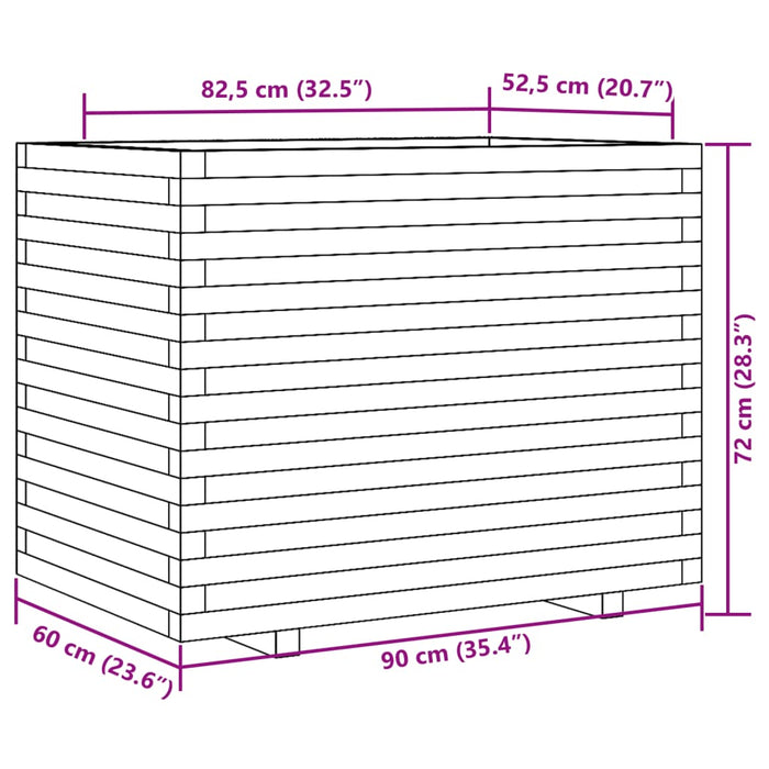 Plantekasse 90x60x72 cm heltre furu