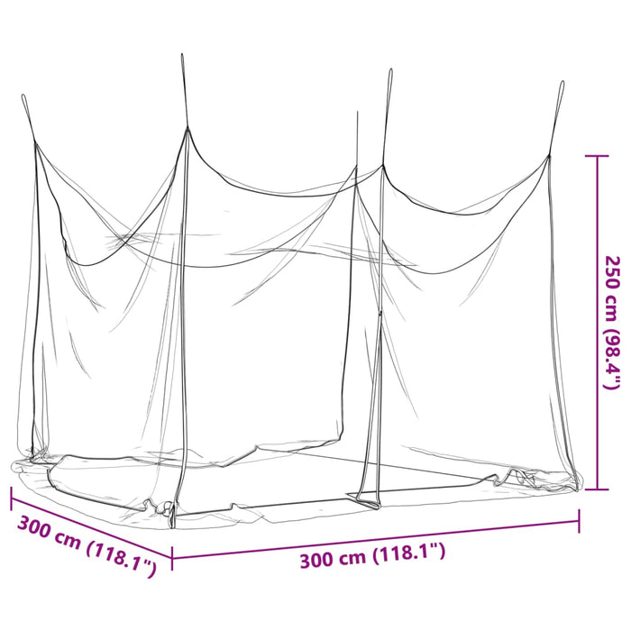 Myggnett for innendørs utendørs 156 netting svart 300x300x250cm