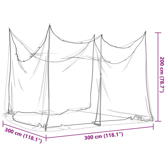 Myggnett for innendørs utendørs 156 netting svart 300x300x200cm