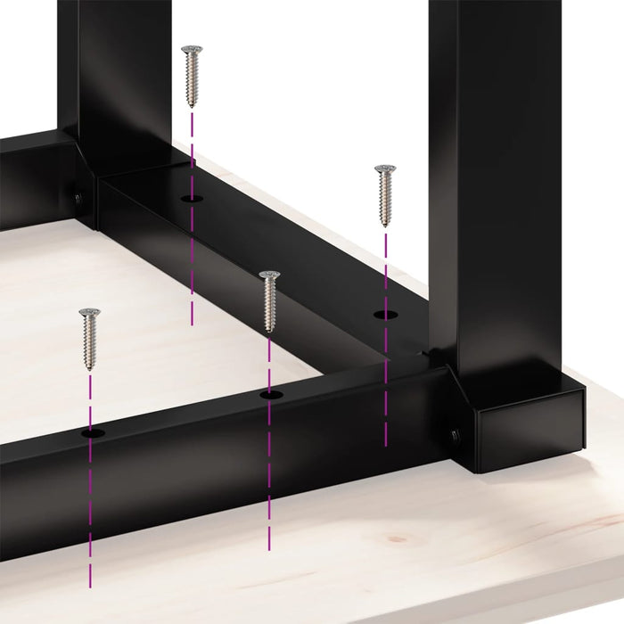 Spisebord O-ramme 140x80x75 cm heltre furu og støpejern