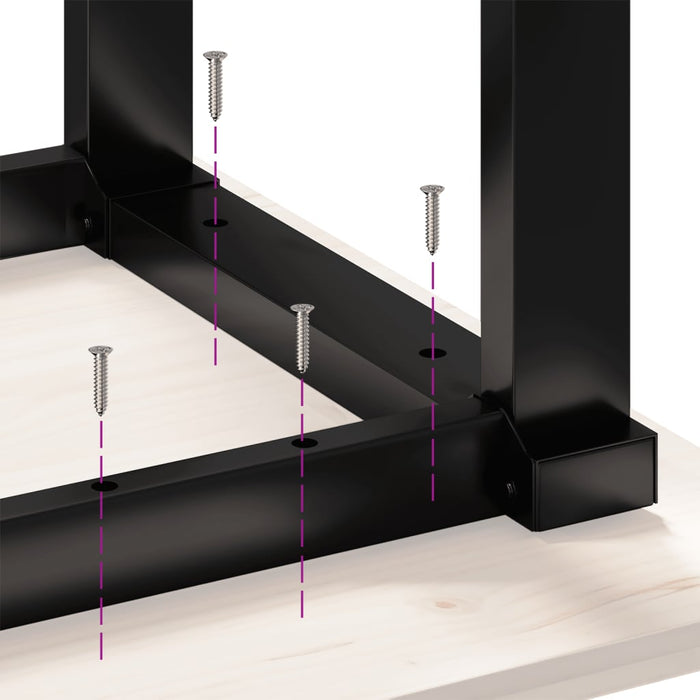 Spisebord O-ramme 140x80x75,5 cm heltre furu og støpejern