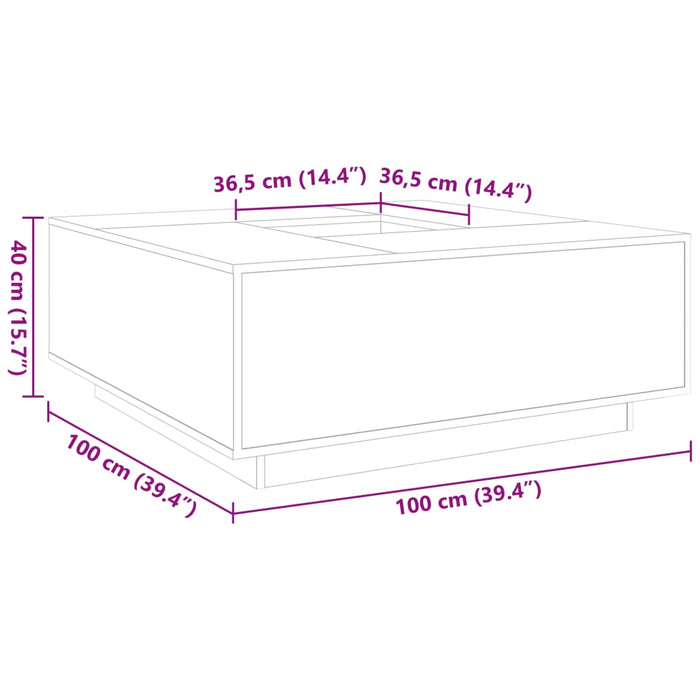 Salongbord svart 100x100x40 cm konstruert tre