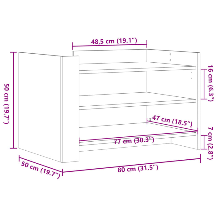 Salongbord hvit 80x50x50 cm konstruert tre