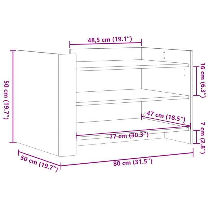 Salongbord brun eik 80x50x50 cm konstruert tre