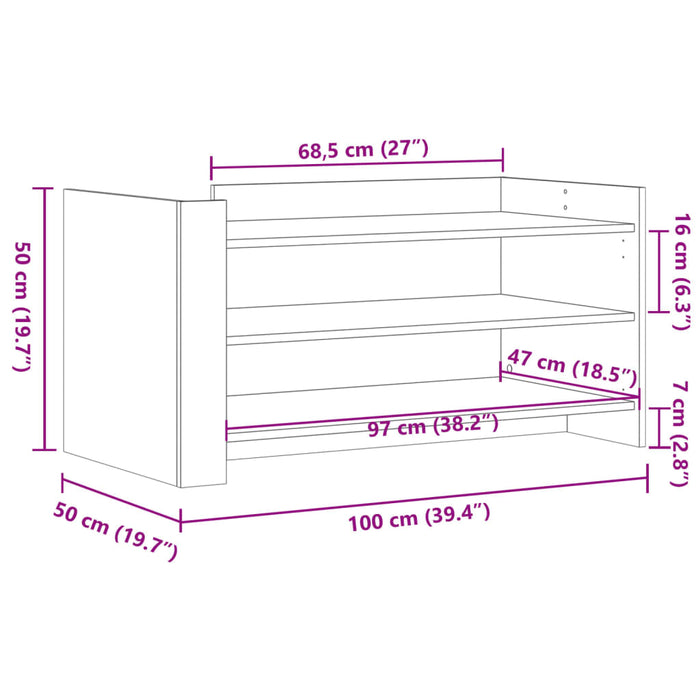 Salongbord hvit 100x50x50 cm konstruert tre