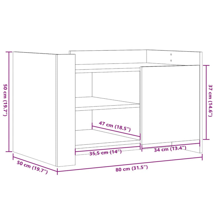 Salongbord hvit 80x50x50 cm konstruert tre