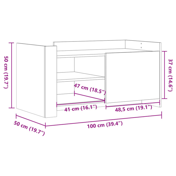 Salongbord hvit 100x50x50 cm konstruert tre