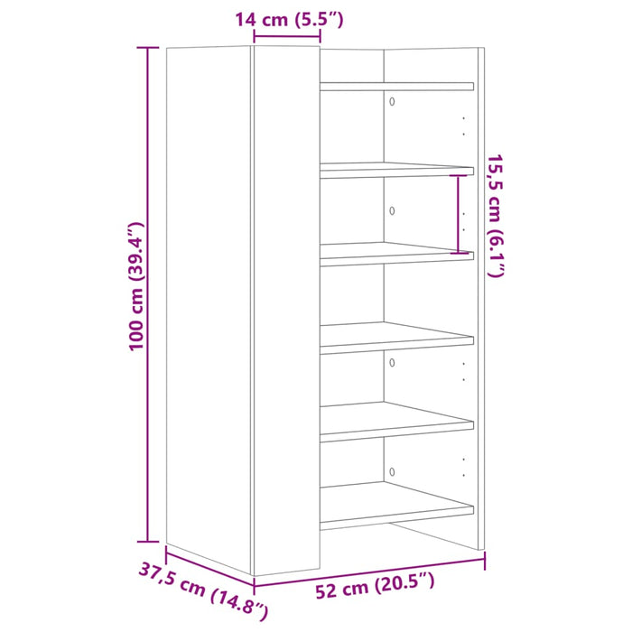 Skoskap hvit 52x37,5x100 cm konstruert tre