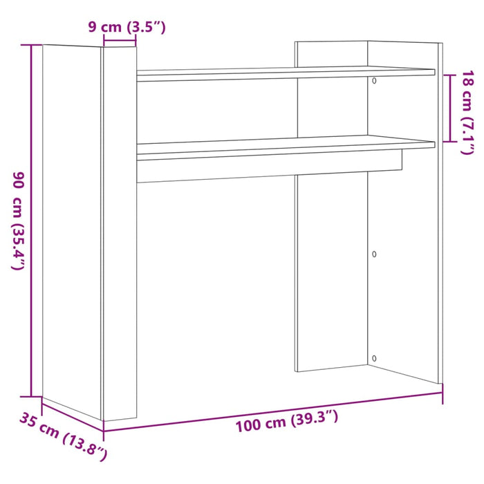 Konsollbord hvit 100x35x90 cm konstruert tre