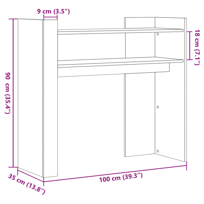 Konsollbord svart 100x35x90 cm konstruert tre