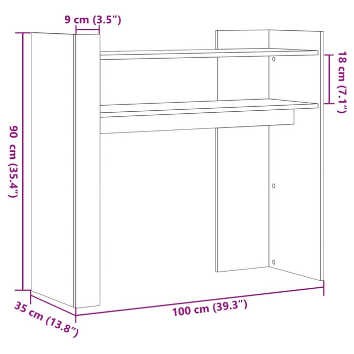 Konsollbord betonggrå 100x35x90 cm konstruert tre