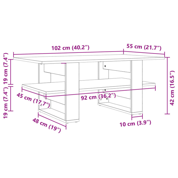 Salongbord svart 102x55x42 cm konstruert tre