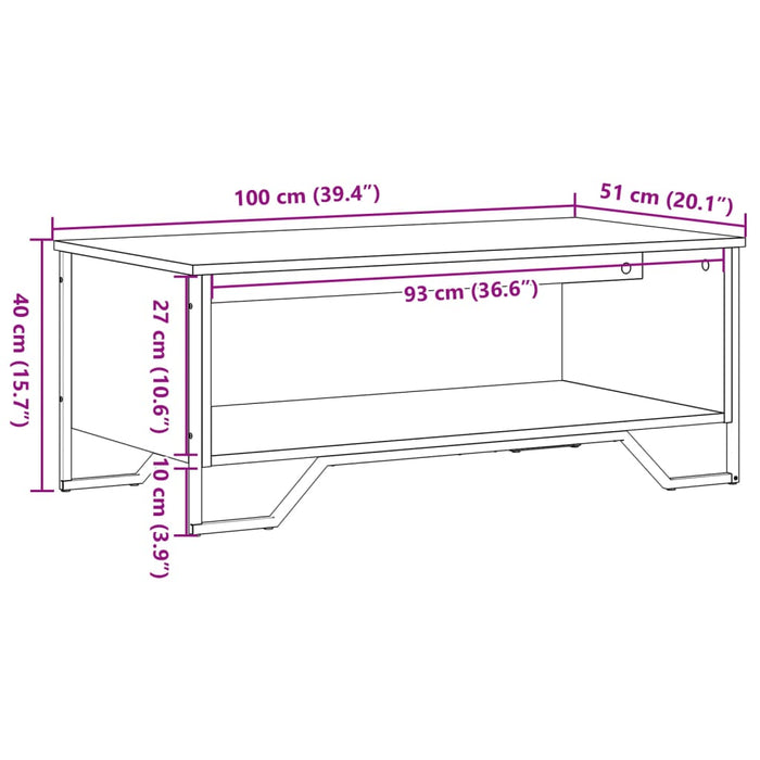 Salongbord svart 100x51x40 cm konstruert tre