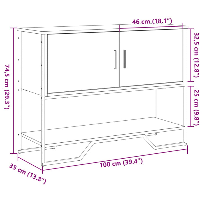 Konsollbord svart 100x35x74,5 cm konstruert tre