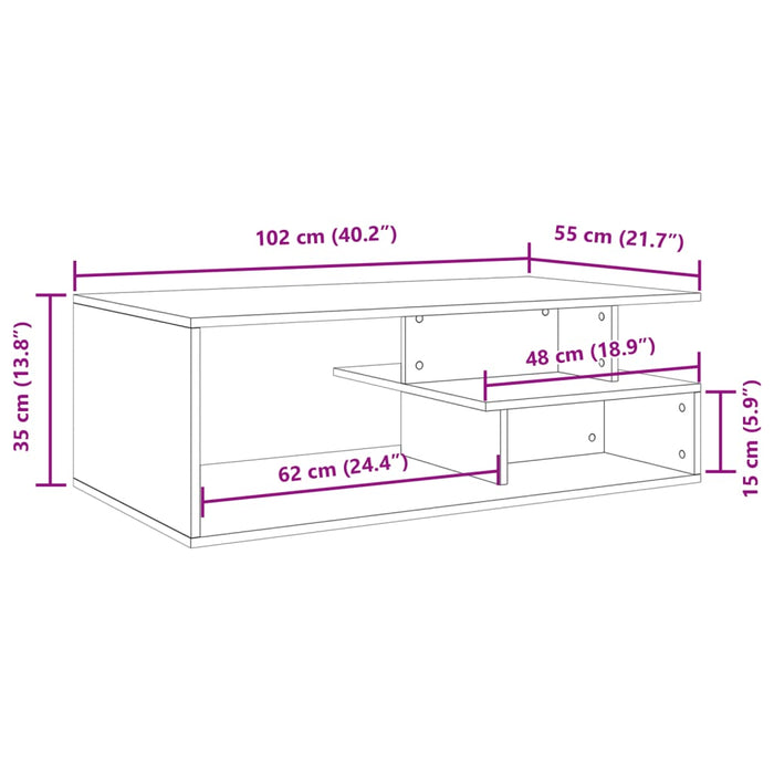 Salongbord svart 102x55x35 cm konstruert tre